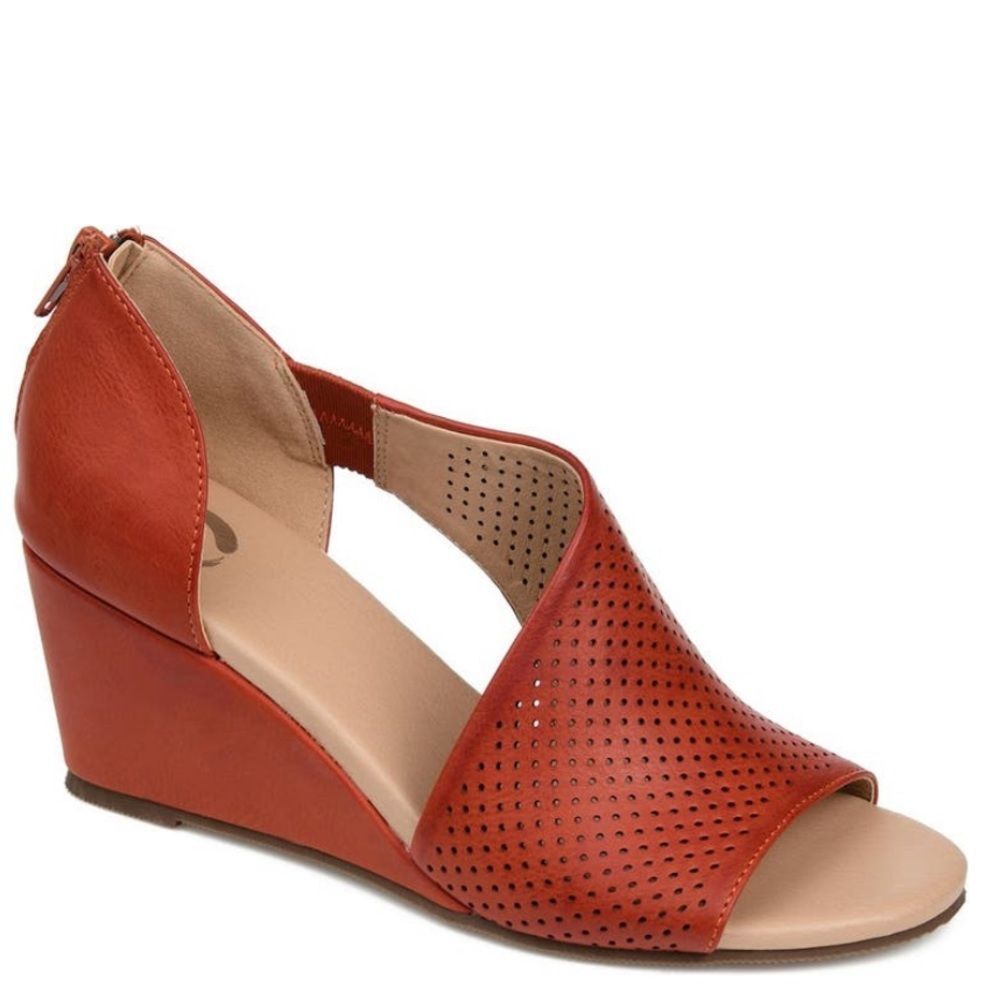 JOURNEE COLLECTION Aretha d'Orsay Wedge Sandal, Vegan Leather Rust, 9.5, NWOB - Picture 7 of 15